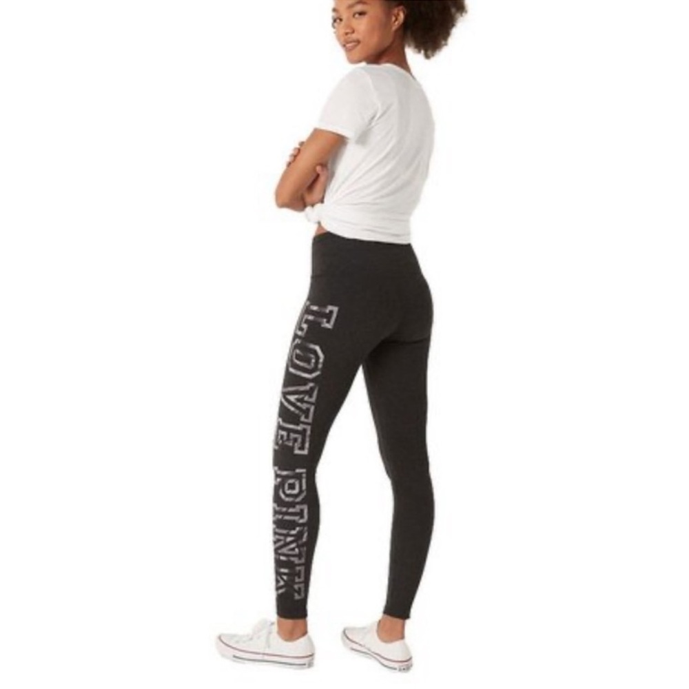 NWOT PINK Victoria’s Secret Black High Rise Leggings Silver Logo Sz XXL RARE